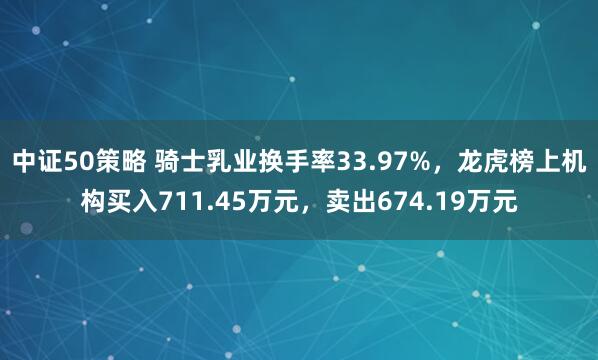中证50策略 骑士乳业换手率33.97%，龙虎榜上机构买入711.45万元，卖出674.19万元
